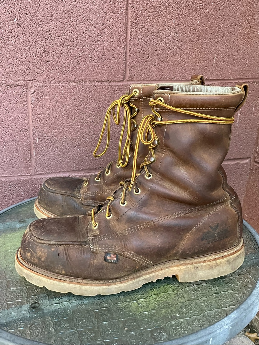 Thorogood 804-4378 Steel Toe Moc Toe Leather Work Boots Size 12 D